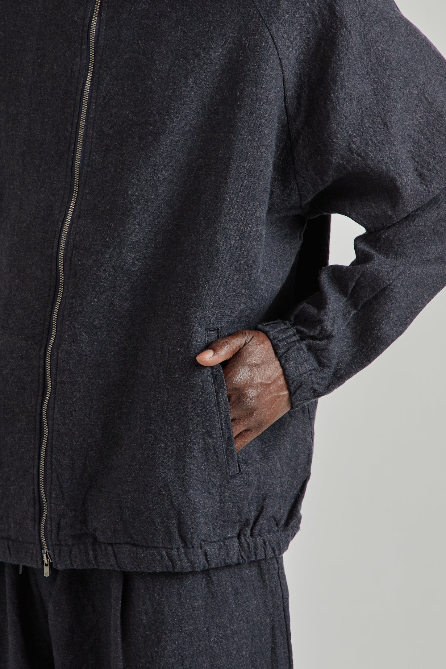 is-ness SS26 Linen Track Jacket Navy1131