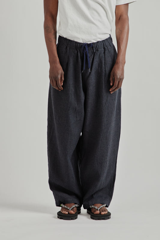 Linen Track Pants - Navy