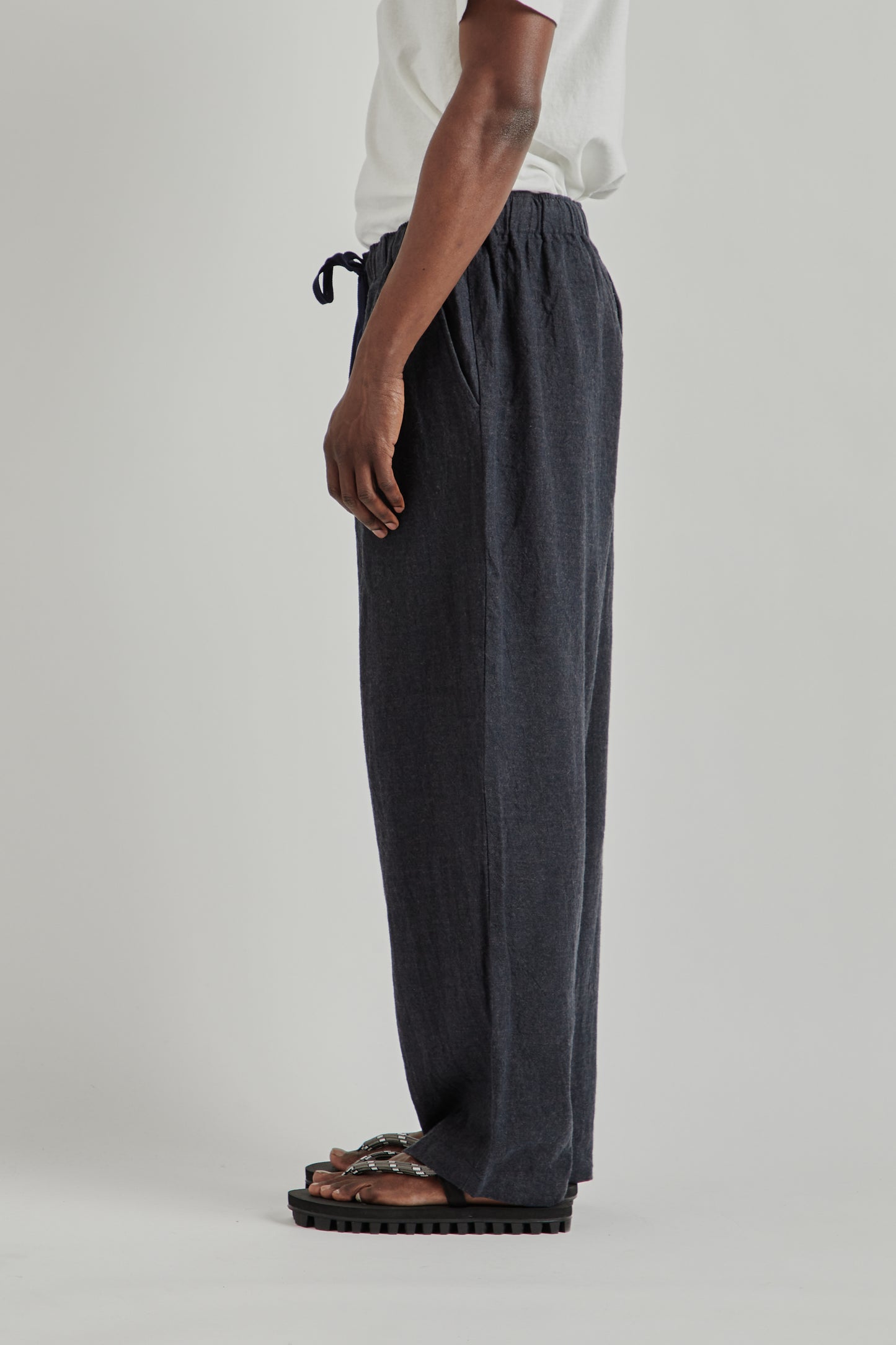 is-ness SS26 Linen Track Pants Navy1090
