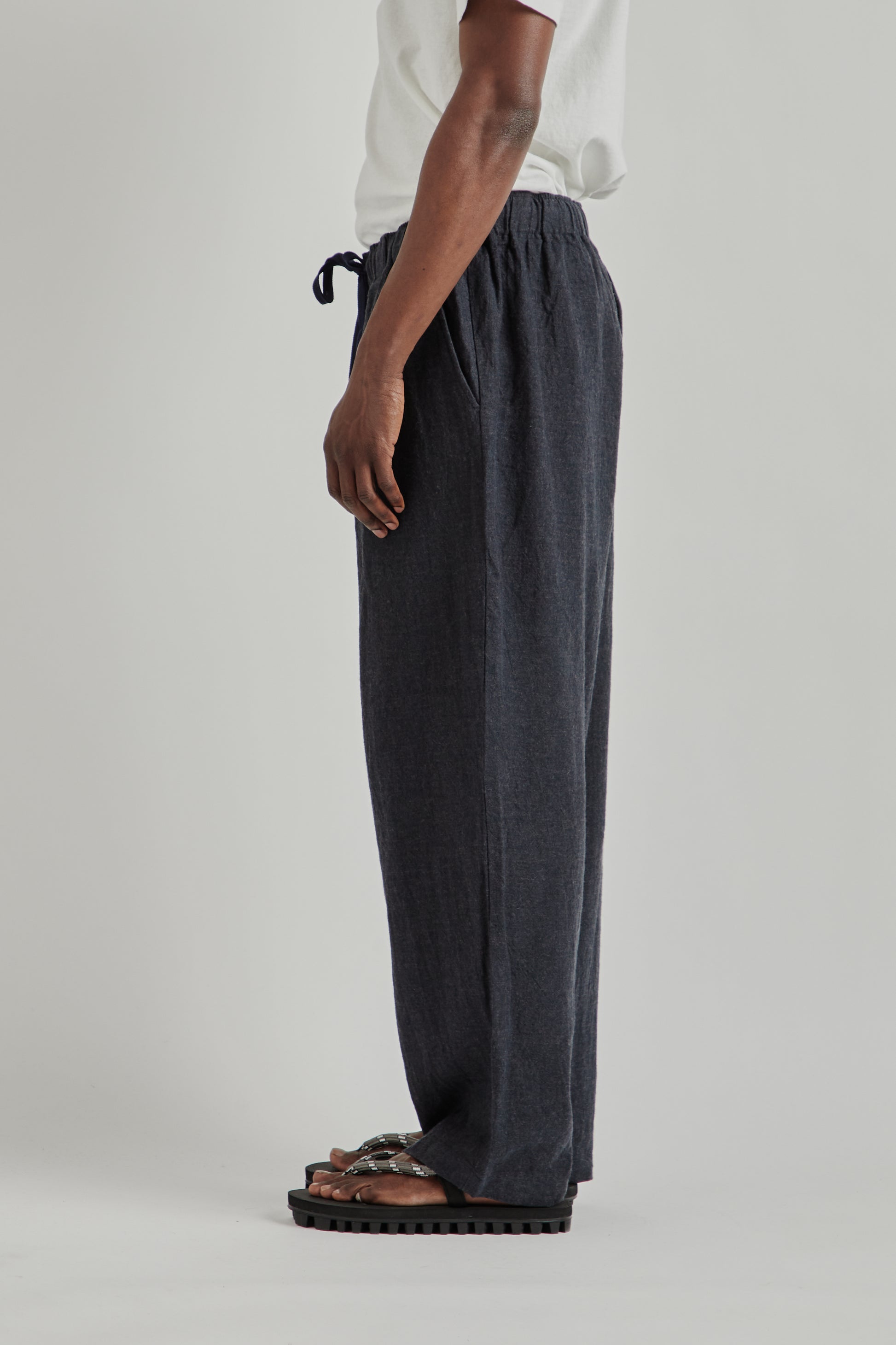is-ness SS26 Linen Track Pants Navy1090