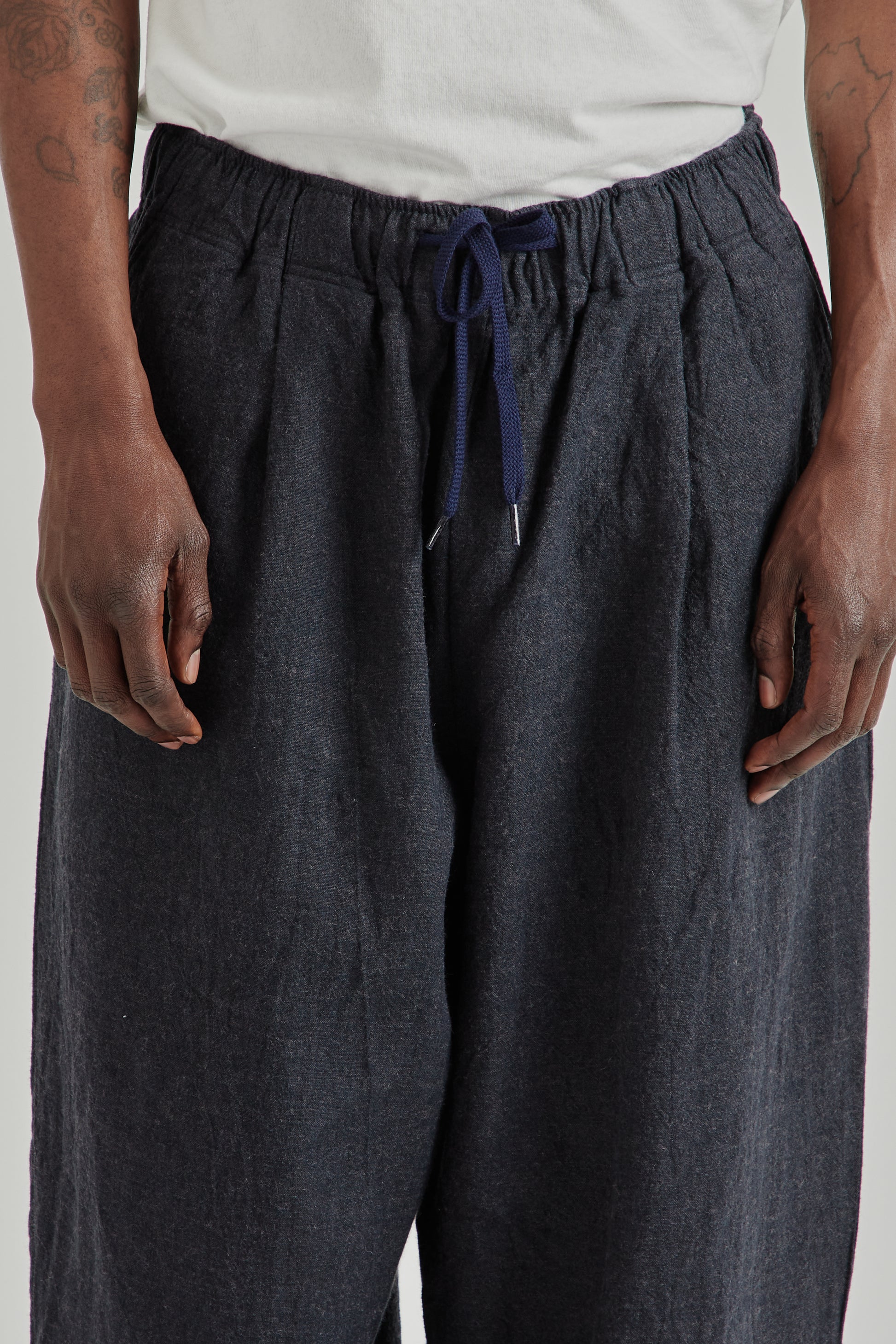 is-ness SS26 Linen Track Pants Navy1101