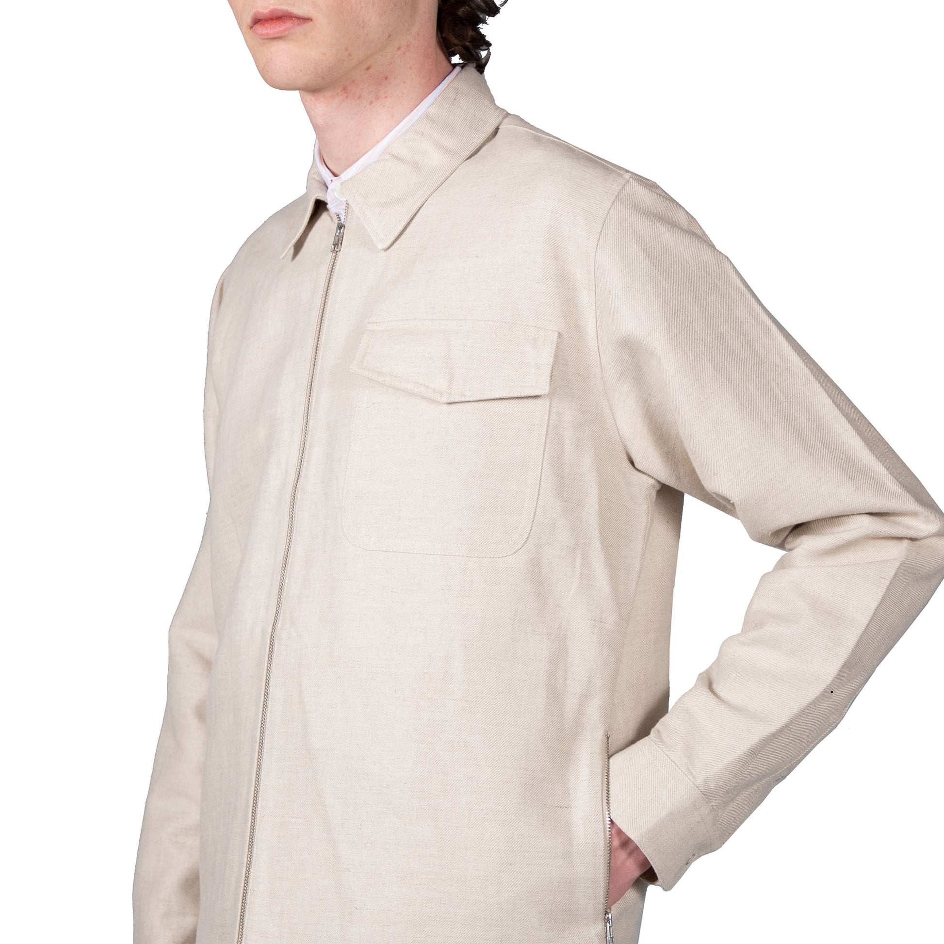 Shop Schnayderman's shirt jacket online zipshirt cotton linen twill sand