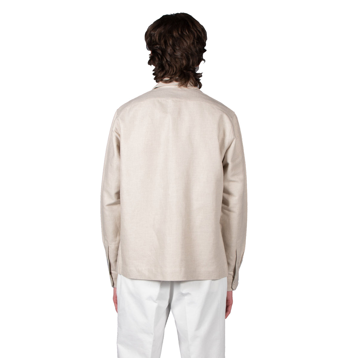 Shop Schnayderman&#39;s shirt jacket online zipshirt cotton linen twill sand
