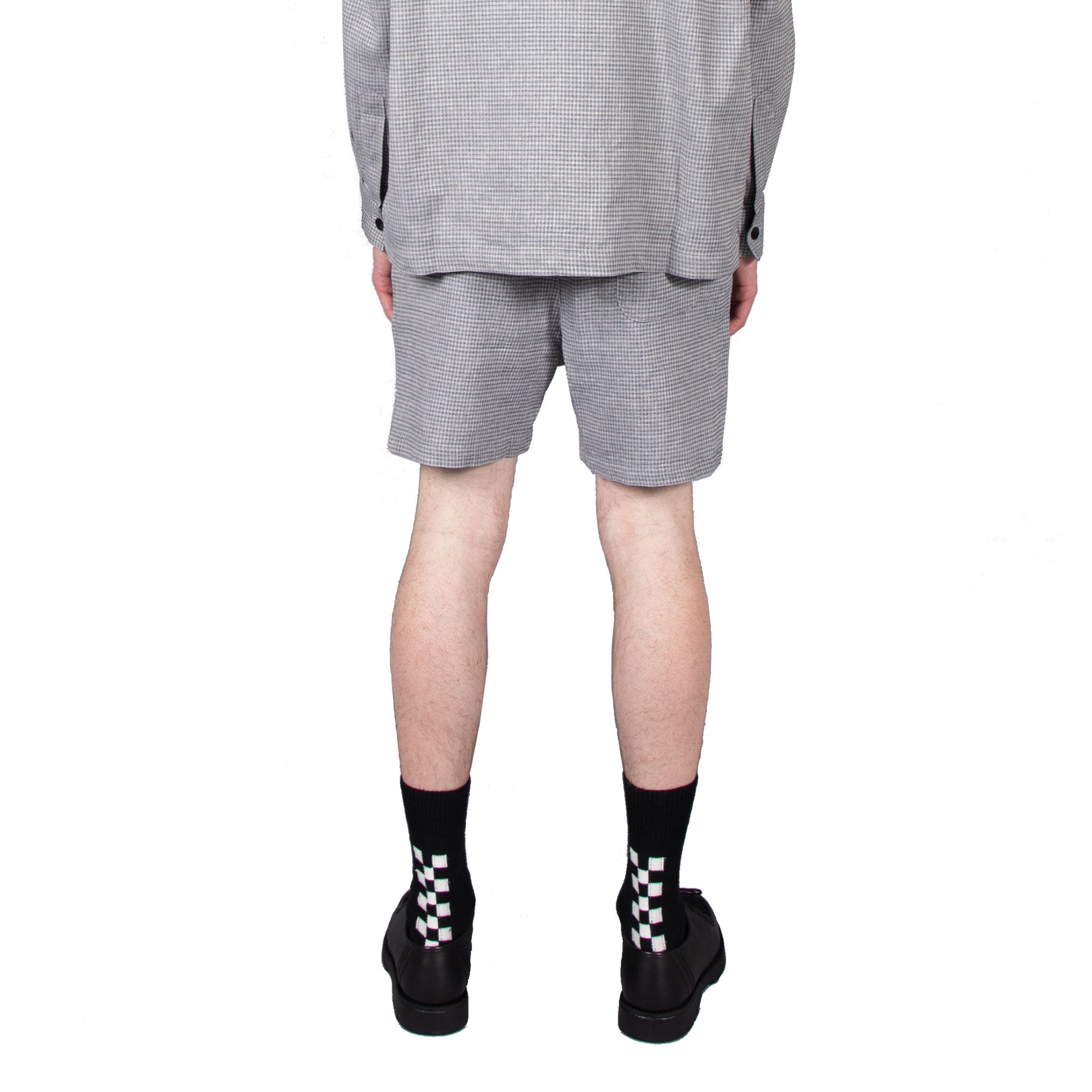 Shop Schnayderman's shorts online Melange shorts check blue grey
