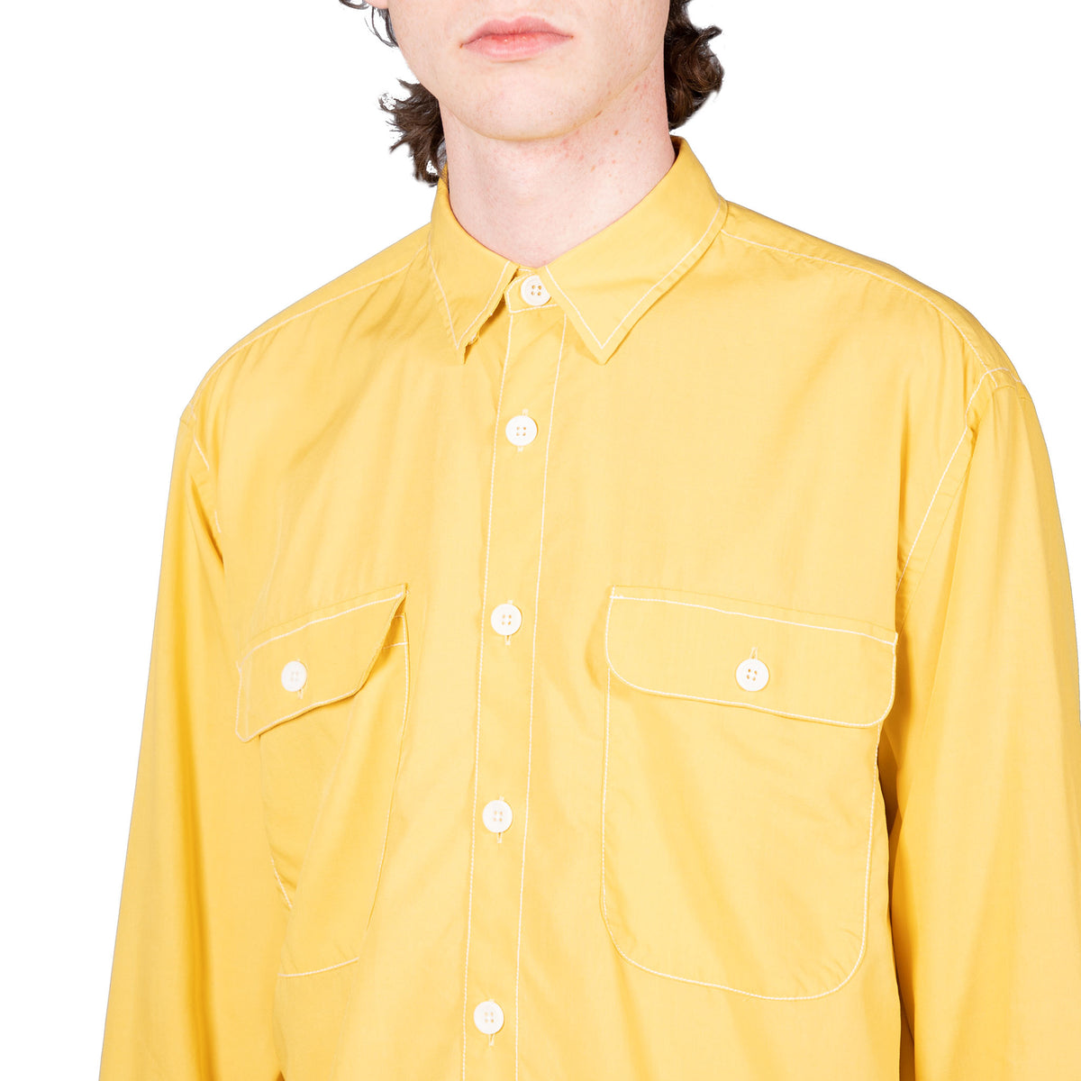 Shop Schnayderman&#39;s shirt online boxy tencel yellow