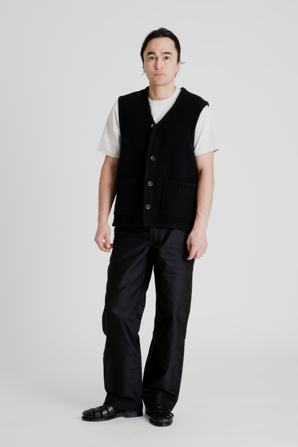 And Austin Wool Cashmere Utility Vest in Black