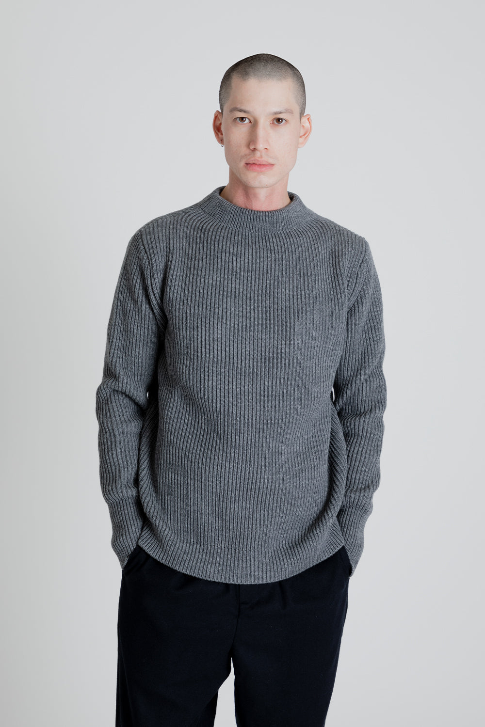 Andersen-Andersen Navy Crewneck Sweater in Grey