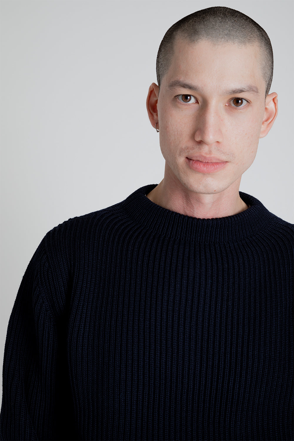 Andersen-Andersen Navy Crewneck Sweater in Navy Blue