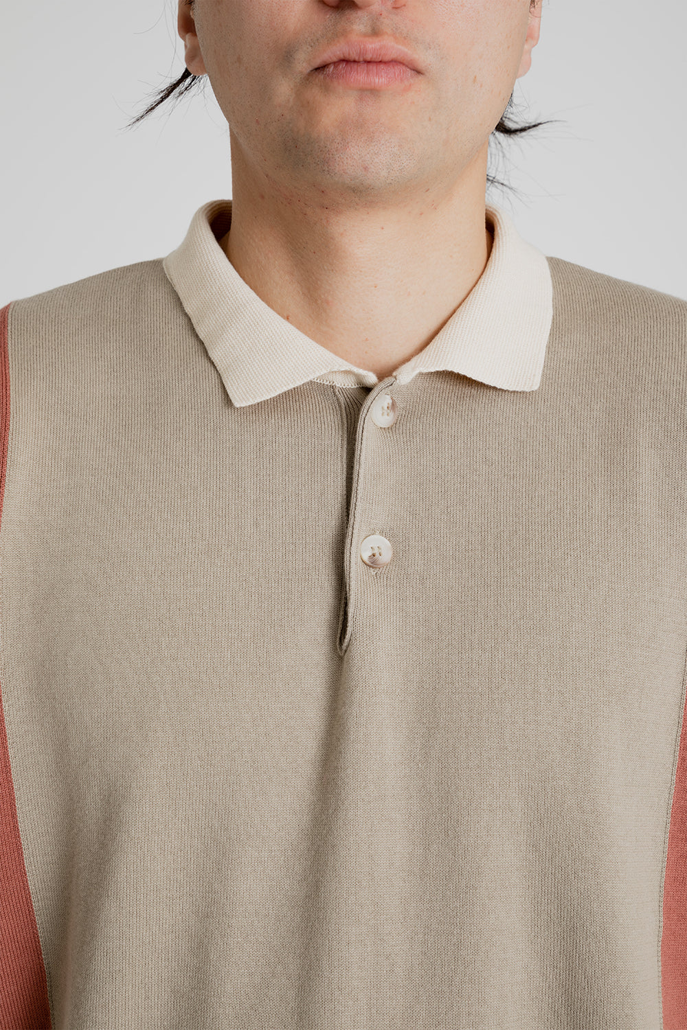 Foret Golf Polo Knit in Cloud/Brick
