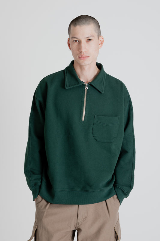Frizmworks Collar Half-Zip Sweatshirt in Forest Green