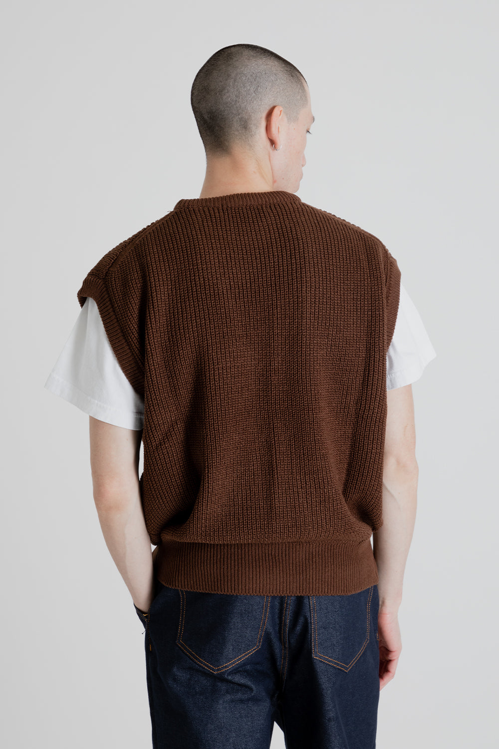 Frizmworks Relaxed Knit Vest in Brown