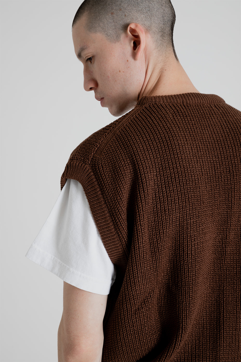 Frizmworks Relaxed Knit Vest in Brown