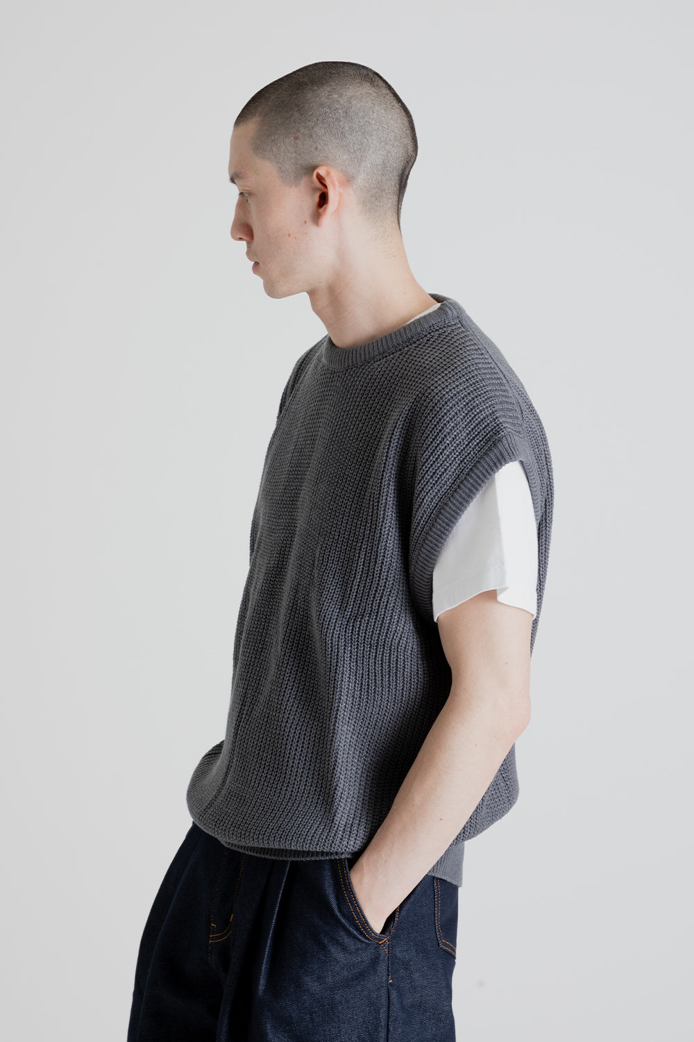 Frizmworks Relaxed Knit Vest in Charcoal