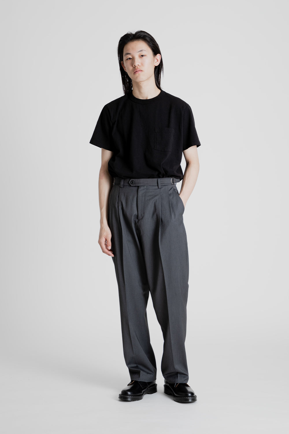 Frizmworks_Side_Adjust_Two_Tuck_Slacks_Charcoal