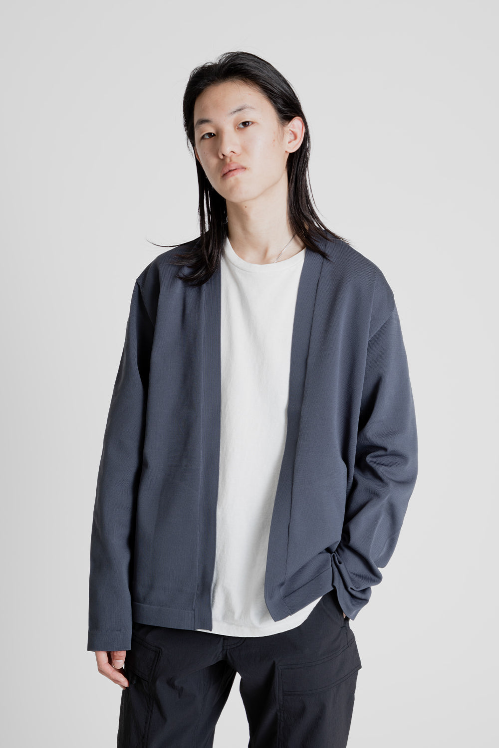 Goldwin Wholegarment Cardigan in Foggy Gray