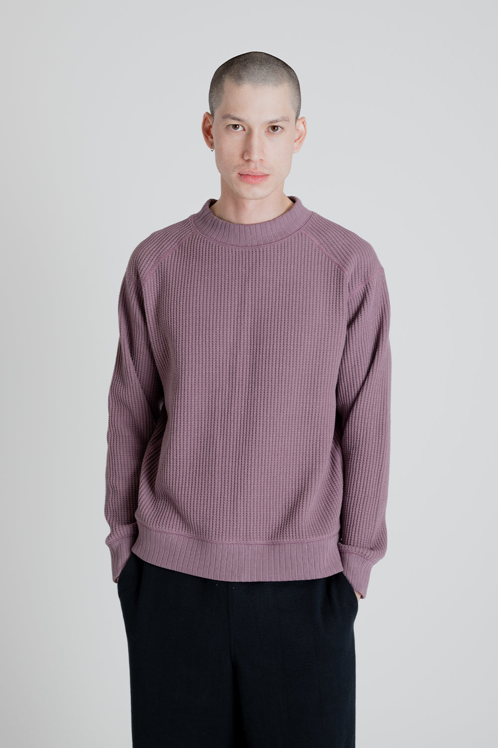 Jackman Waffle Midneck Sweatshirt in Dead Rose | Wallace Mercantile Sh