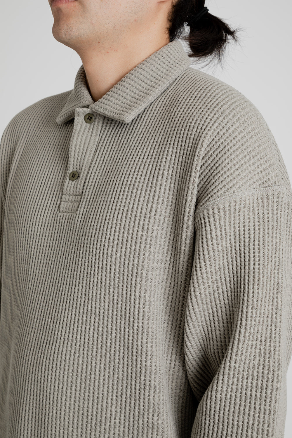 Jackman Waffle Polo in Shadow Khaki