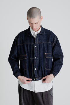 Kaptain Sunshine Denim Trucker Jacket in Indigo One Wash | Wallace Mer