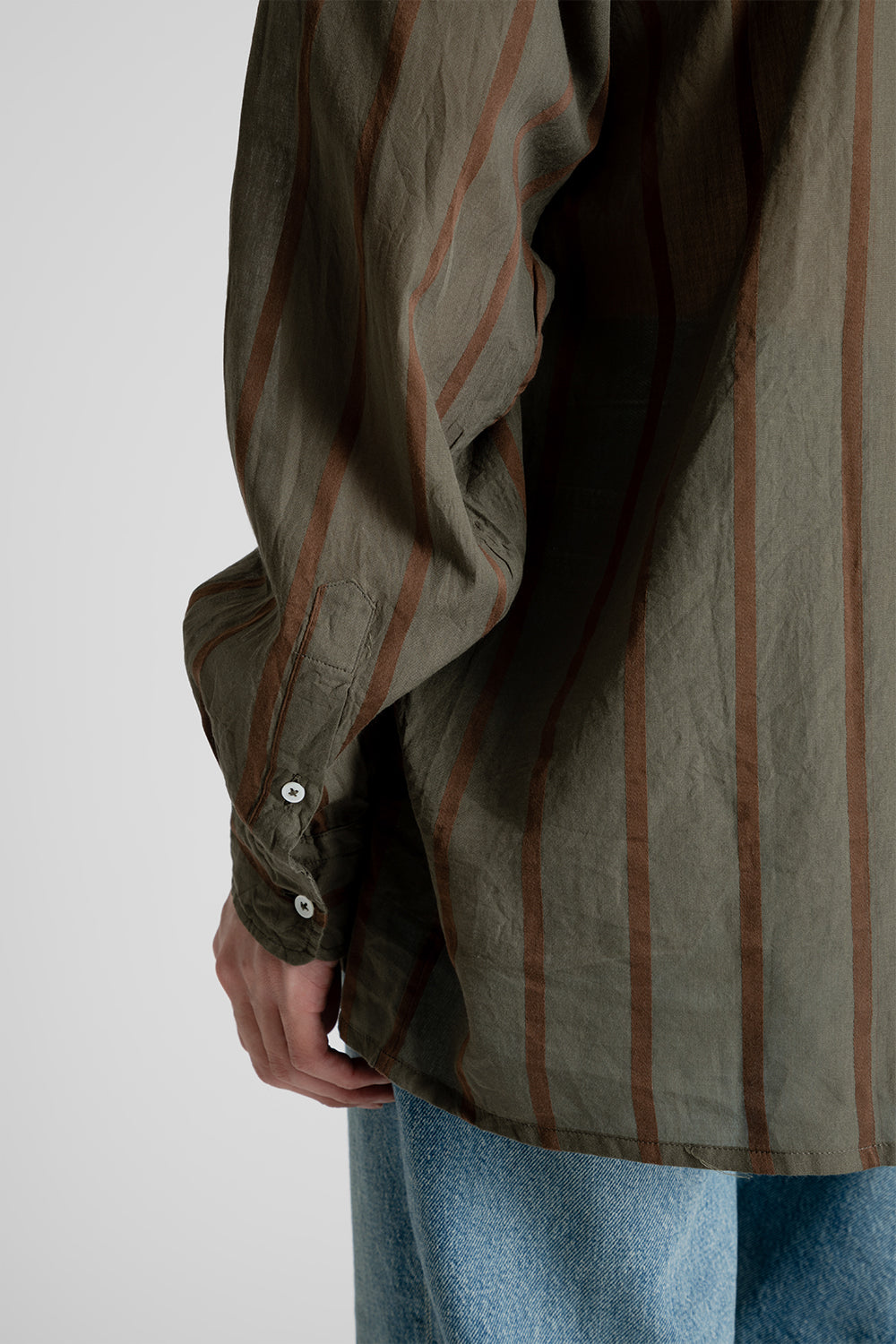 Kaptain Sunshine Safari Shirt in Olive Stripe