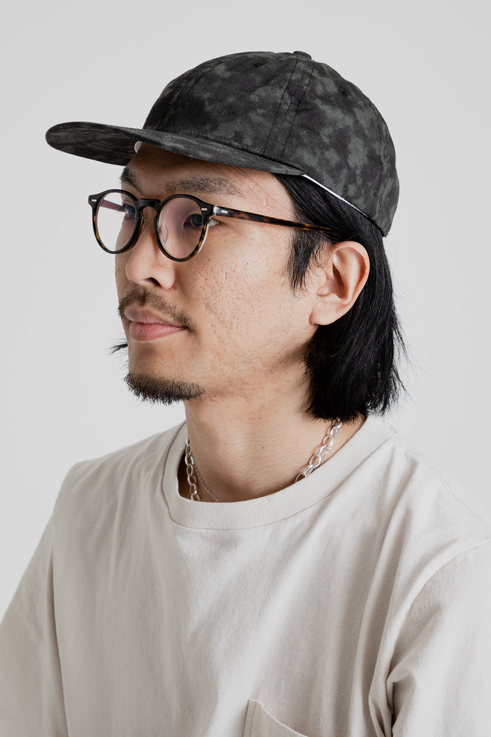 Lite Year Japanese Cotton 6 Panel Cap in Cloudy Black