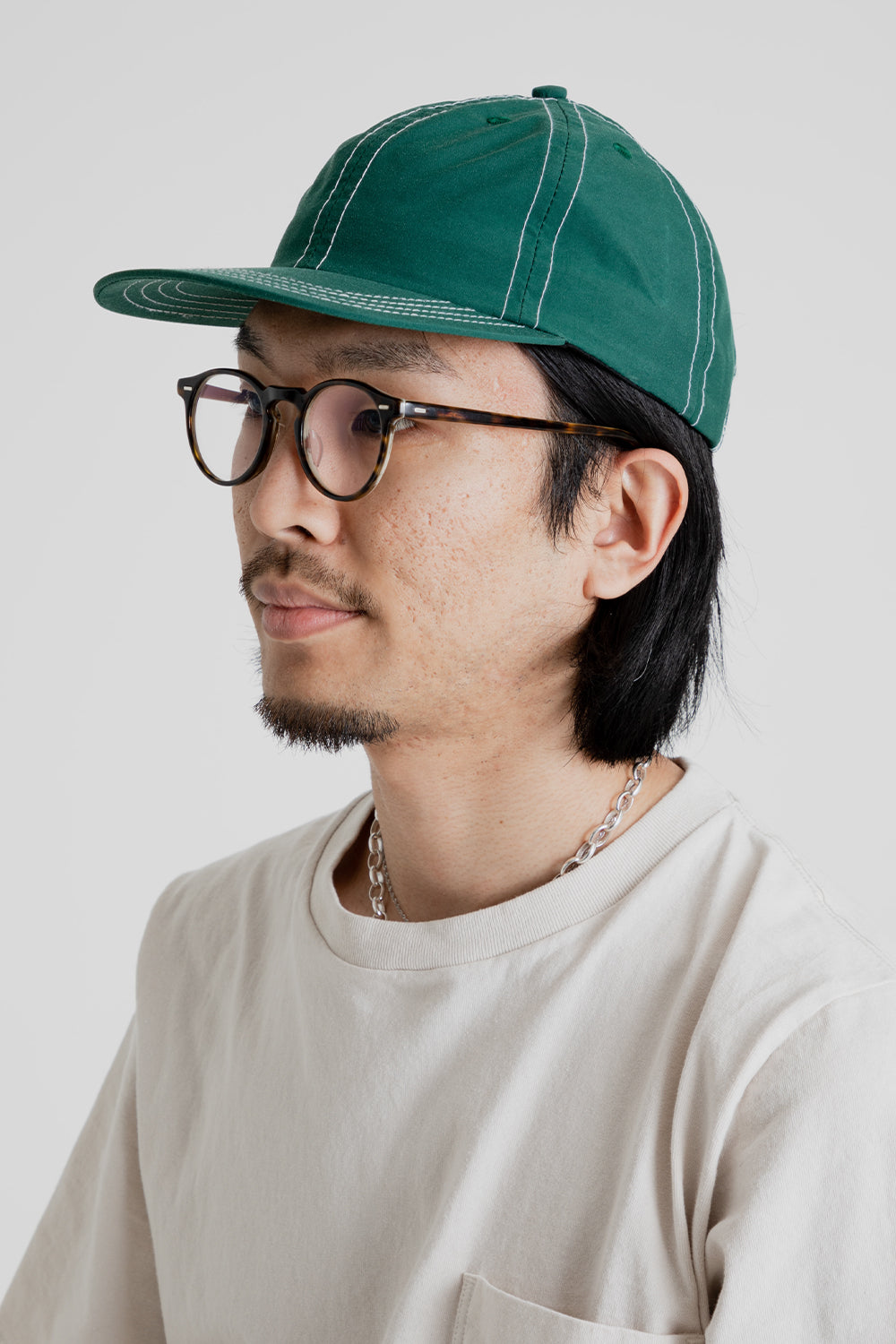 Lite Year Nylon Taffeta 6 Panel Cap in Varsity Green