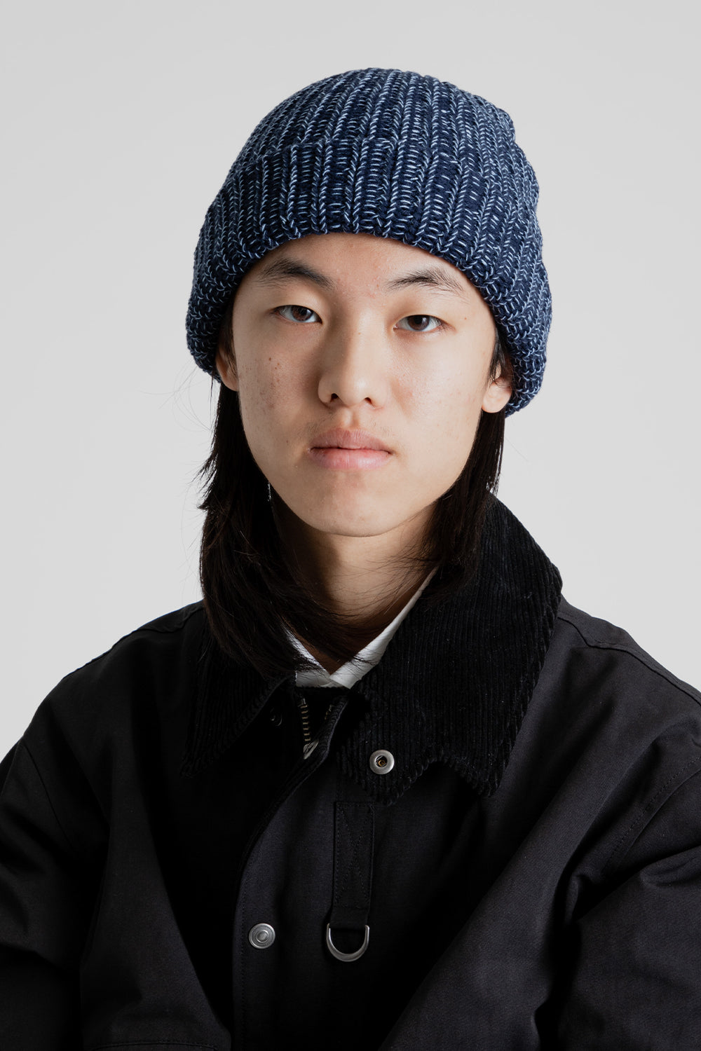 Lite Year Two Tone Cotton Beanie in Navy