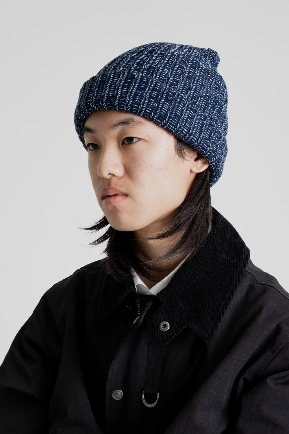 Lite Year Two Tone Cotton Beanie in Navy