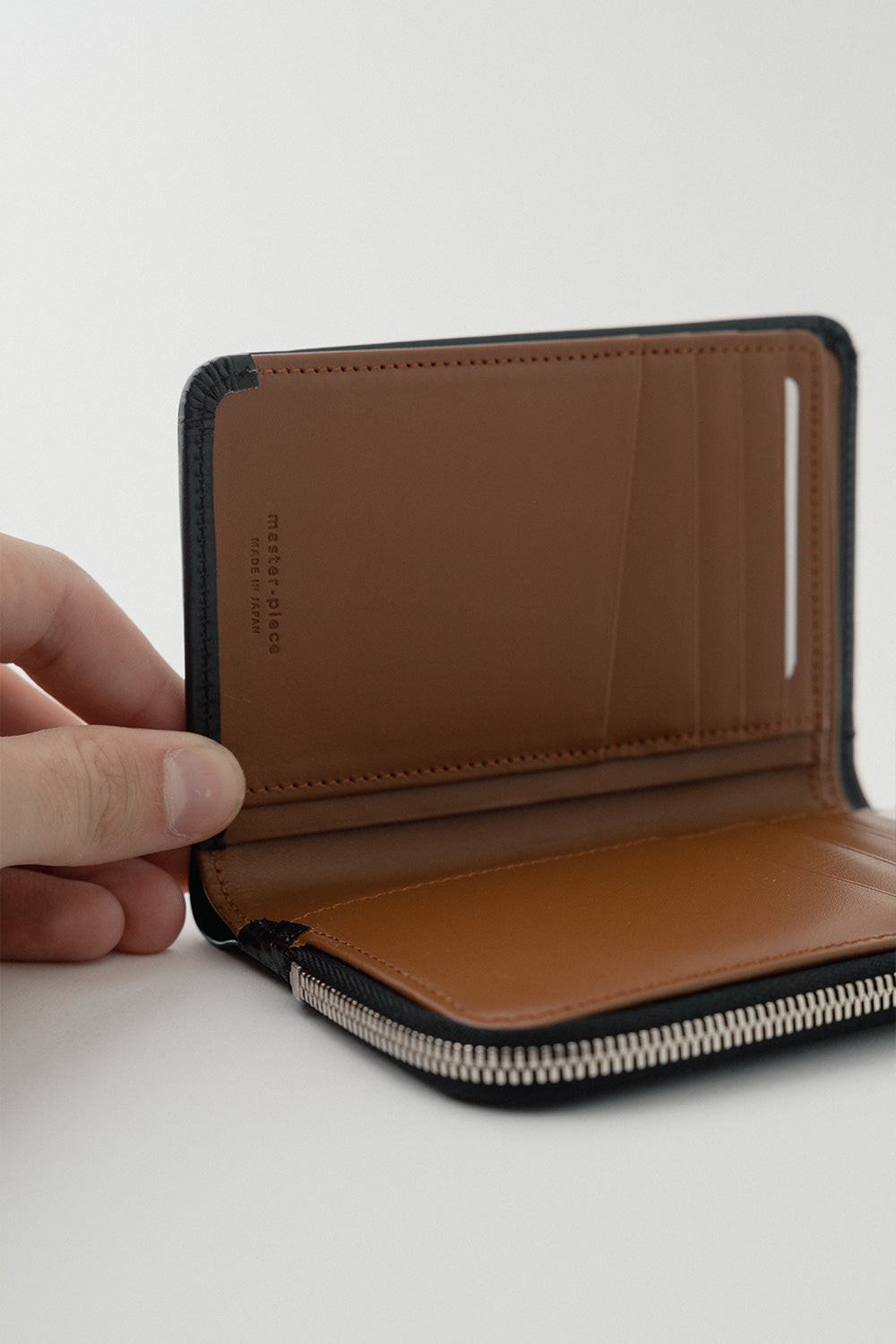 Master-Piece Notch Zip Wallet in Black