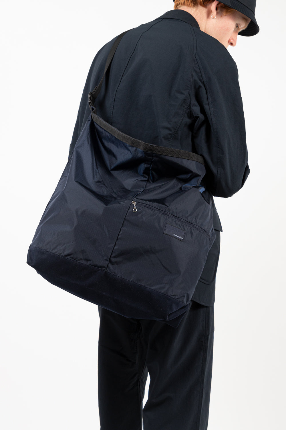 nanamica utility shoulder bag in navy