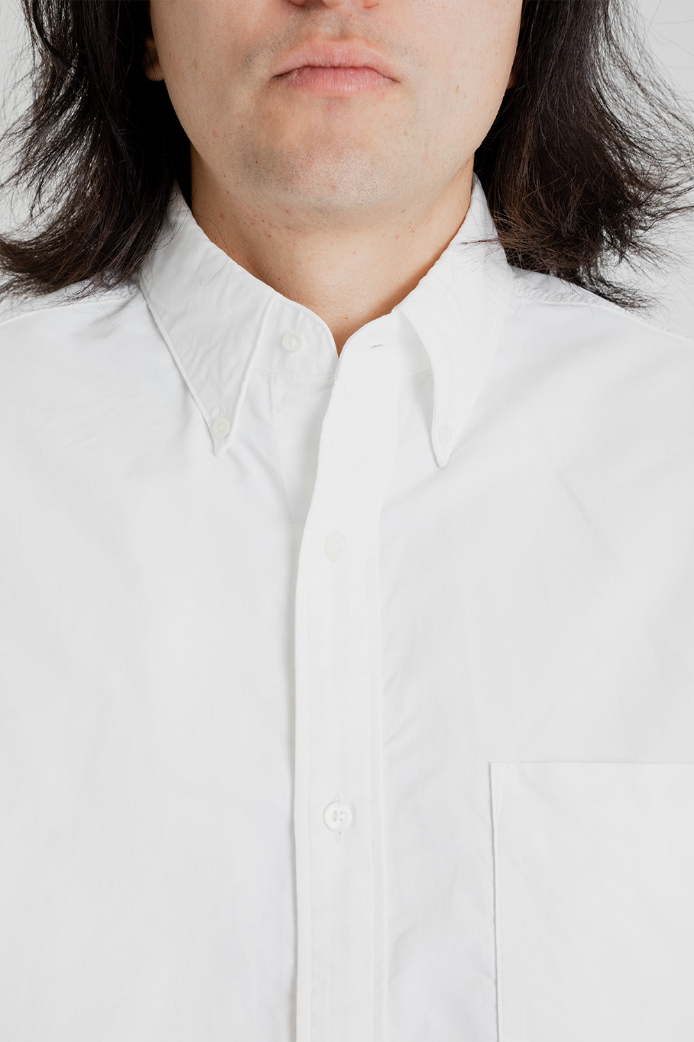 Nanamica Button Down Wind Short Sleeve Shirt in White