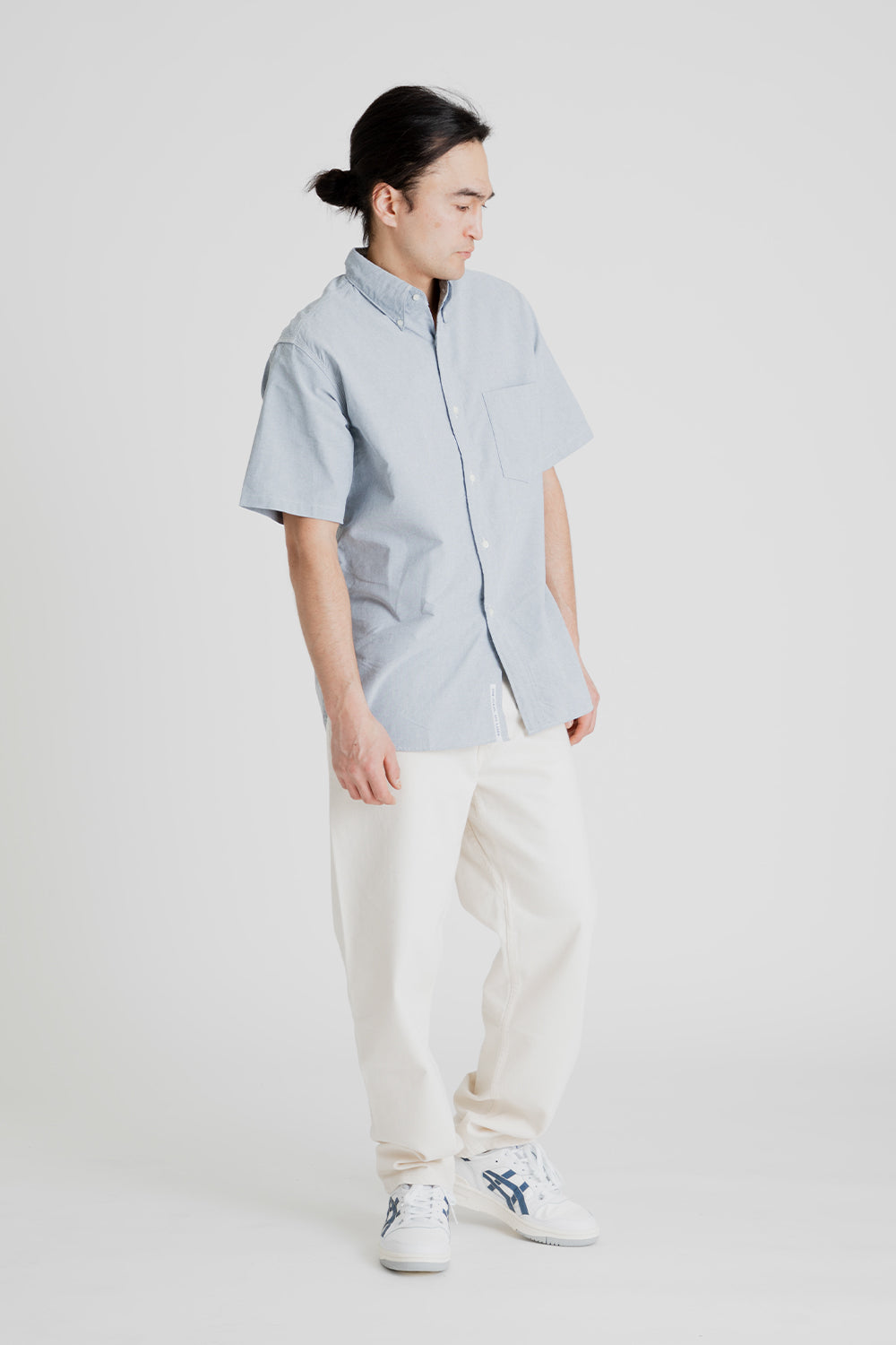 Nanamica Button Down Wind Short Sleeve Shirt in Grayish Navy