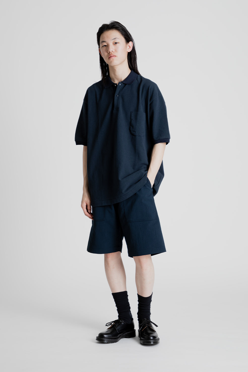 Nanamica Half Sleeve Polo Shirt in Navy | Wallace Mercantile