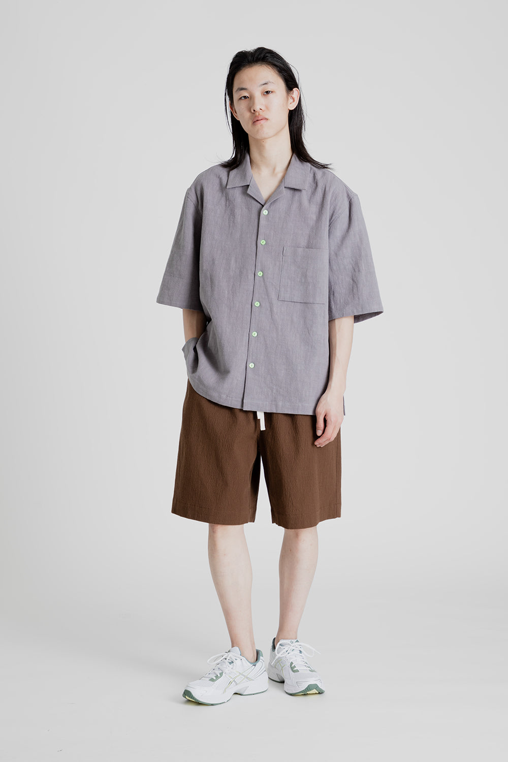 S.K Manor Hill Aloha Shirt in Grey Ramie