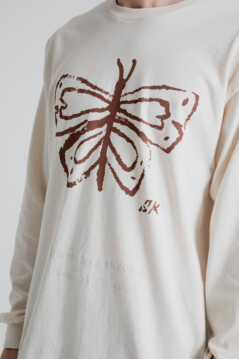 S.K. Manor Hill LS Butterfly T-Shirt in Natural