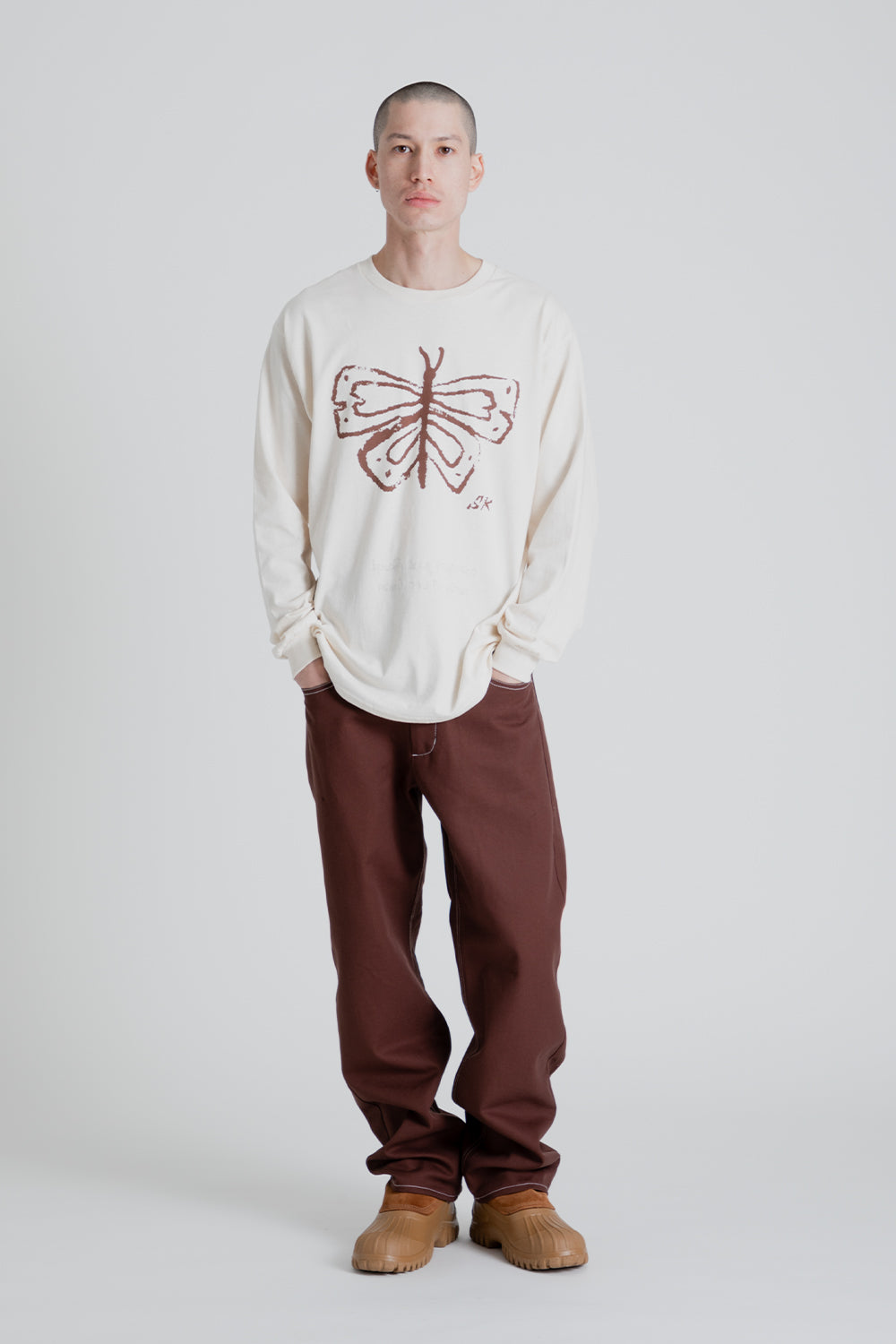 S.K. Manor Hill LS Butterfly T-Shirt in Natural