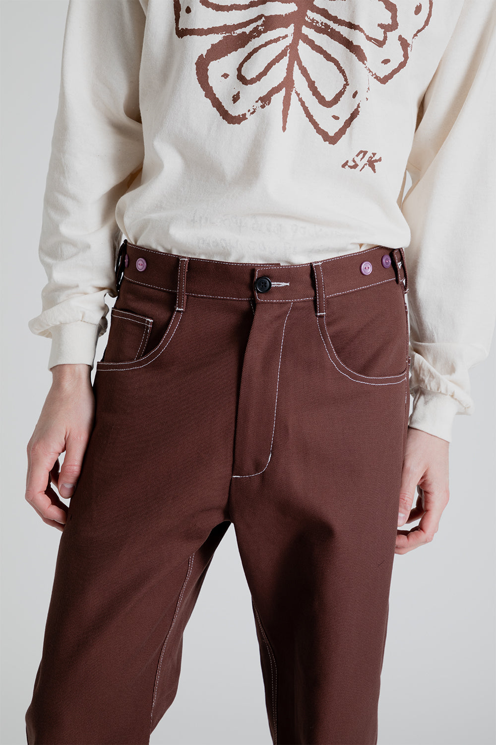 S.K. Manor Hill Ranch Pant in Brown Cotton Twill