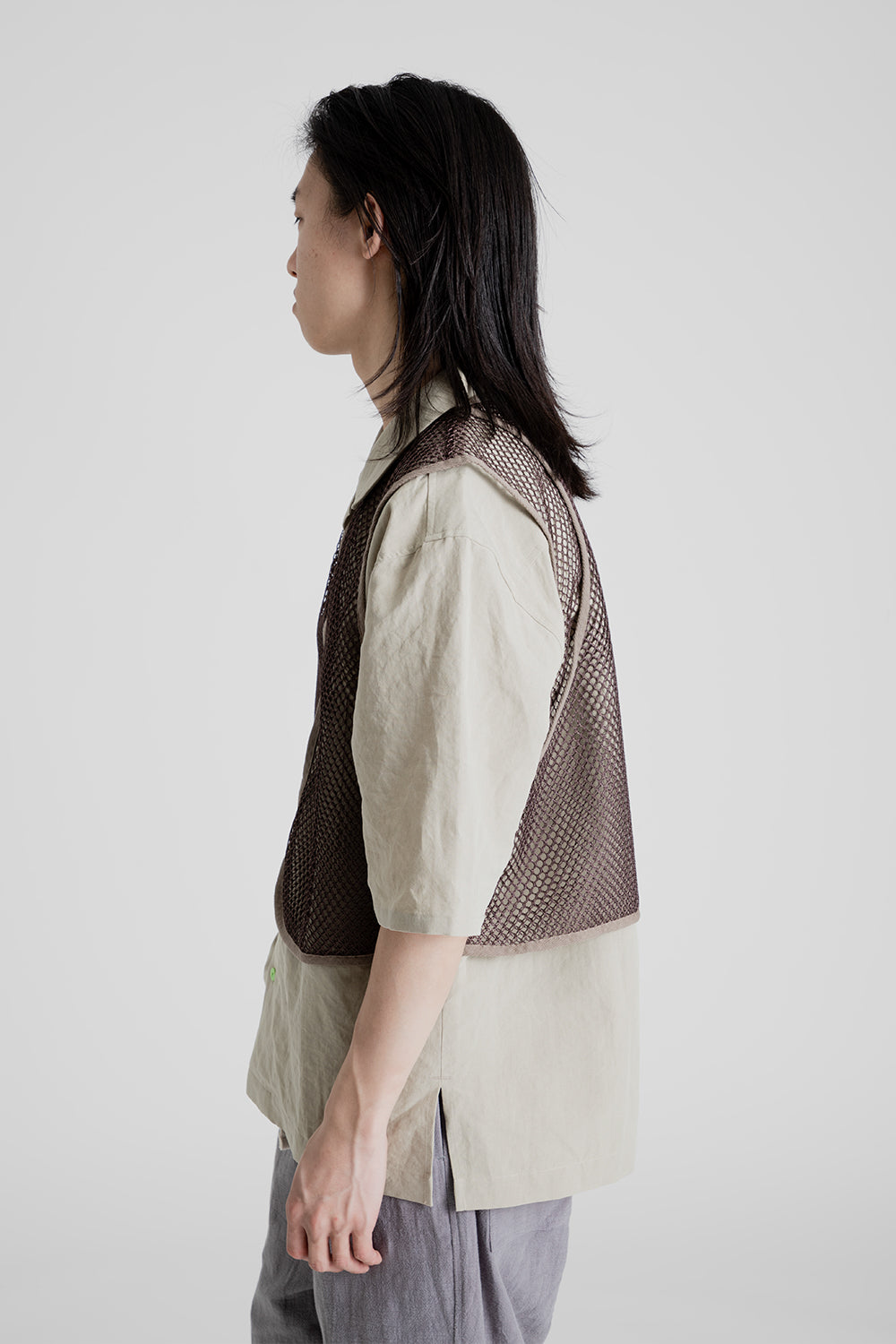 S.K Manor Hill Trapper Vest in Brown Mesh Poly