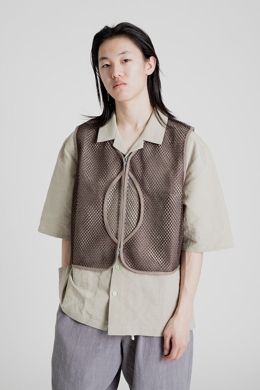 S.K Manor Hill Trapper Vest in Brown Mesh Poly