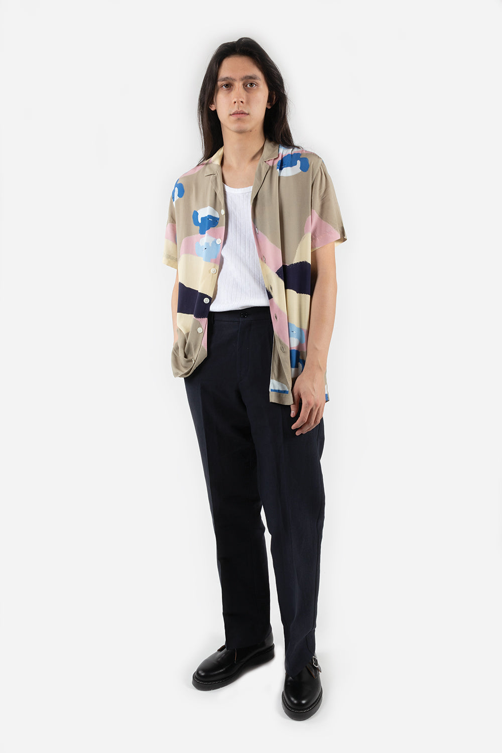 Schnaydermans-shirt-notch-SS-peoples-print-cream-pink