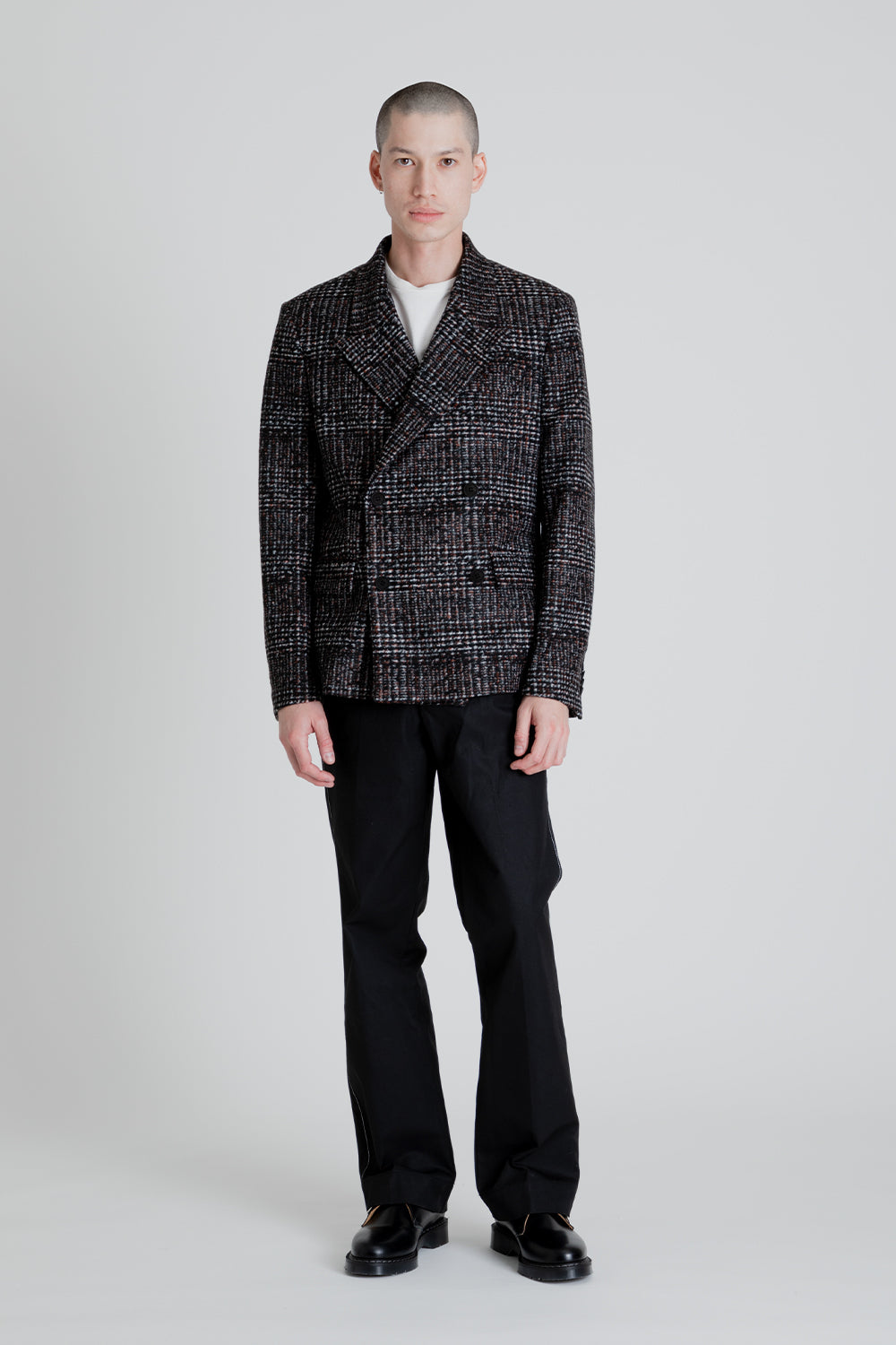 Schnayderman's Double Breasted Checked Blazer in Rust / Black