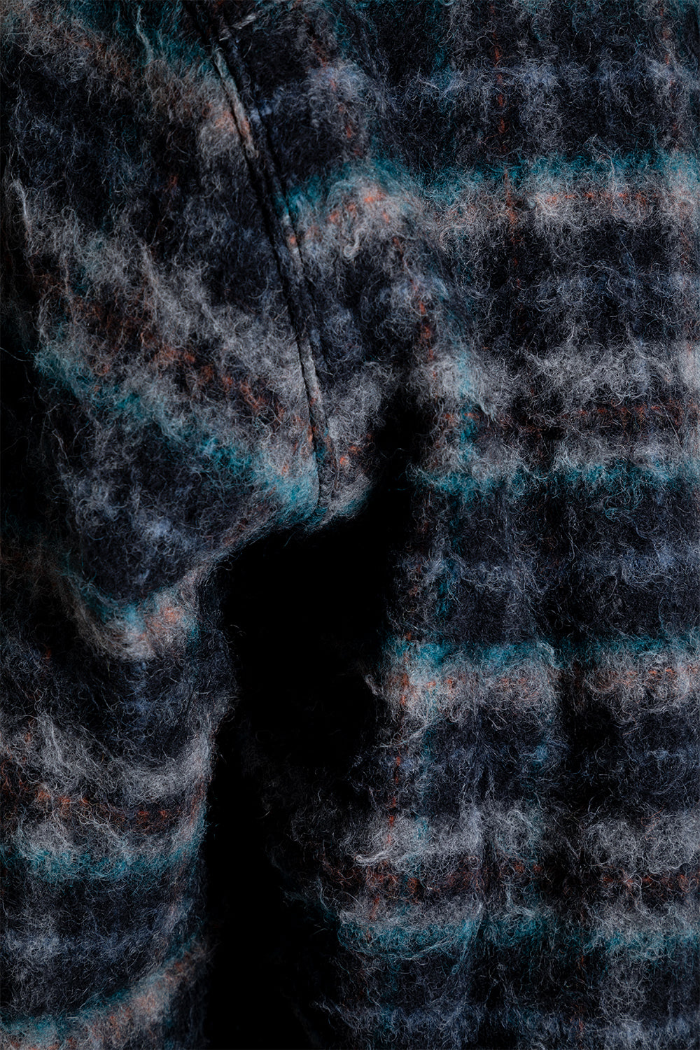 Schnayderman's Half Zip Wool Check in Grey/Blue/Orange