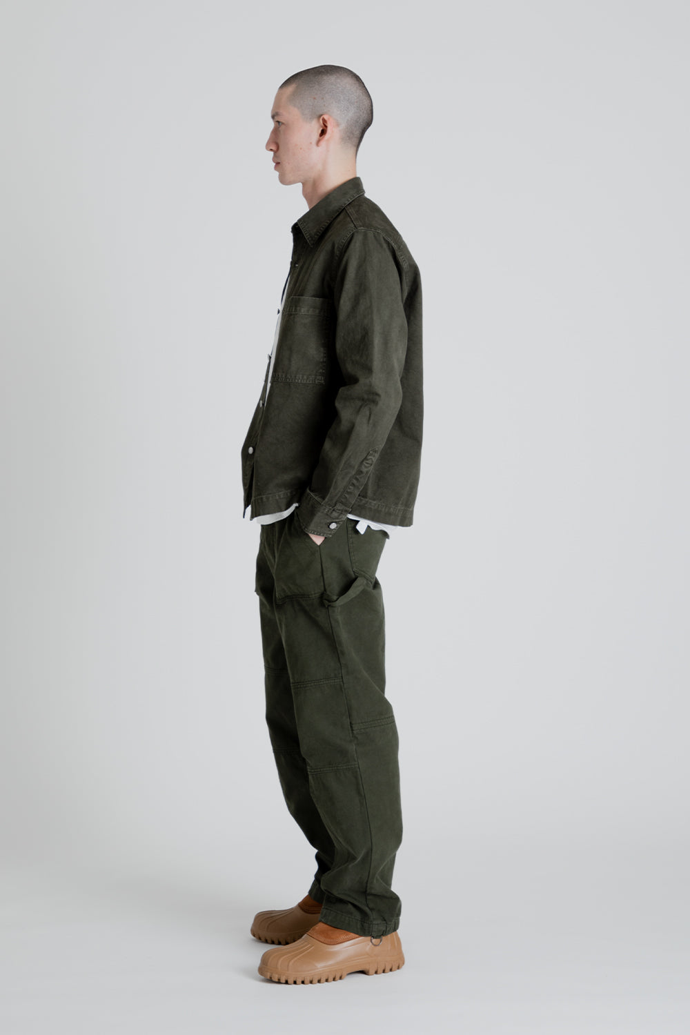 Schnayderman&#39;s Overshirt Workwear Stone Washed in Dark Green