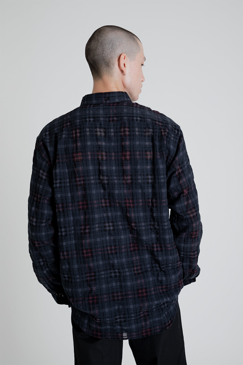 Schnayderman&#39;s Shirt BD Non-Binary Sheer Check in Black / Raspberry