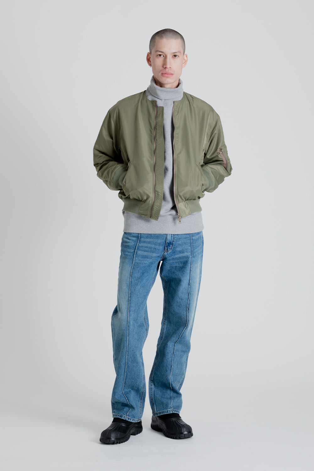 Uniform Bridge No Collar MA-1 Jacket in Olive | Wallace Mercantile Sho