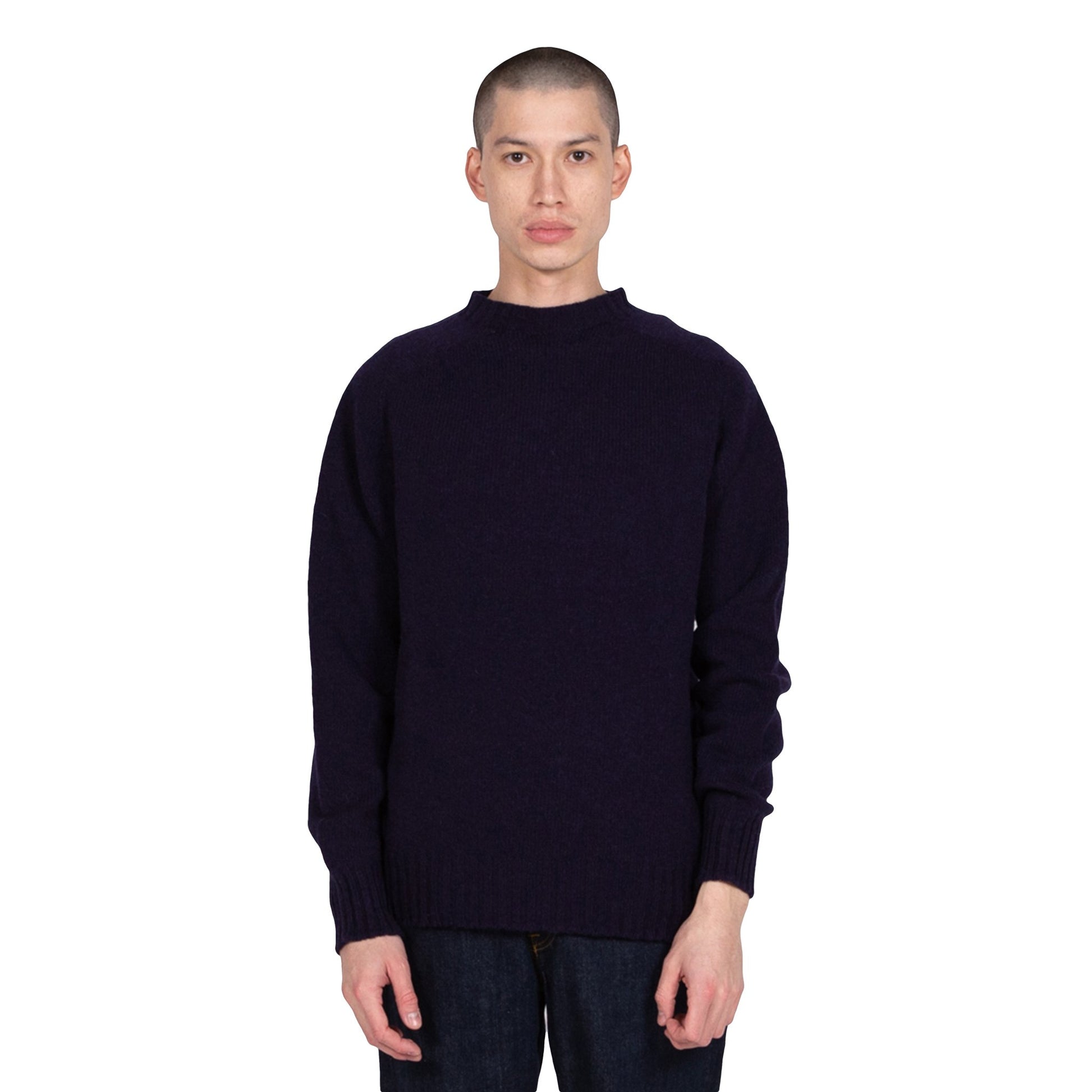 Albam Seamless Raglan Shetland Sweater Sweatshirt Navy