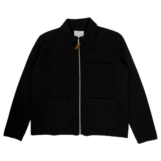 Albam Milano Zip Through Work Jacket Outerwear Sweater Black Front