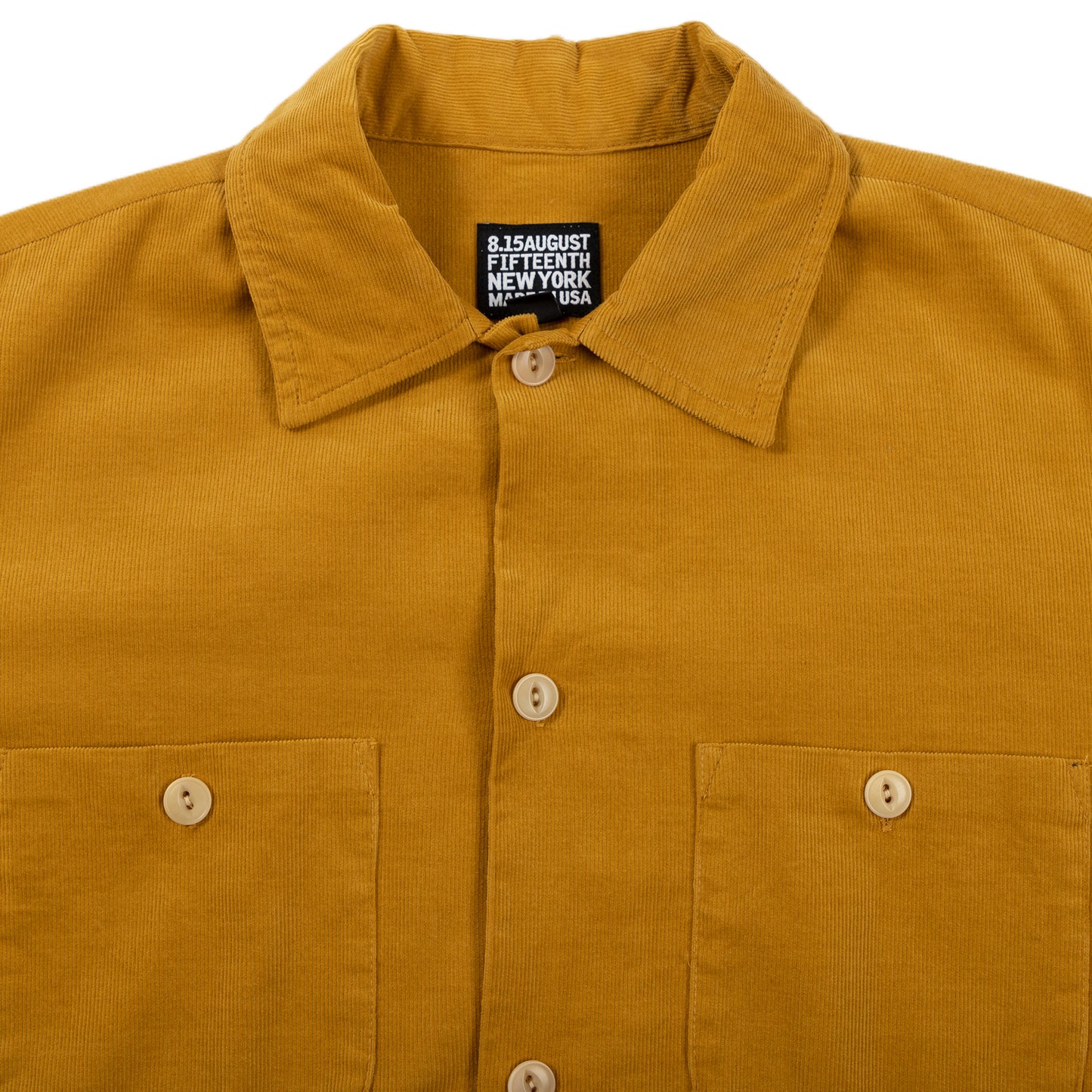 August Fifteenth California Shirt Corduroy Mustard Detail Collar
