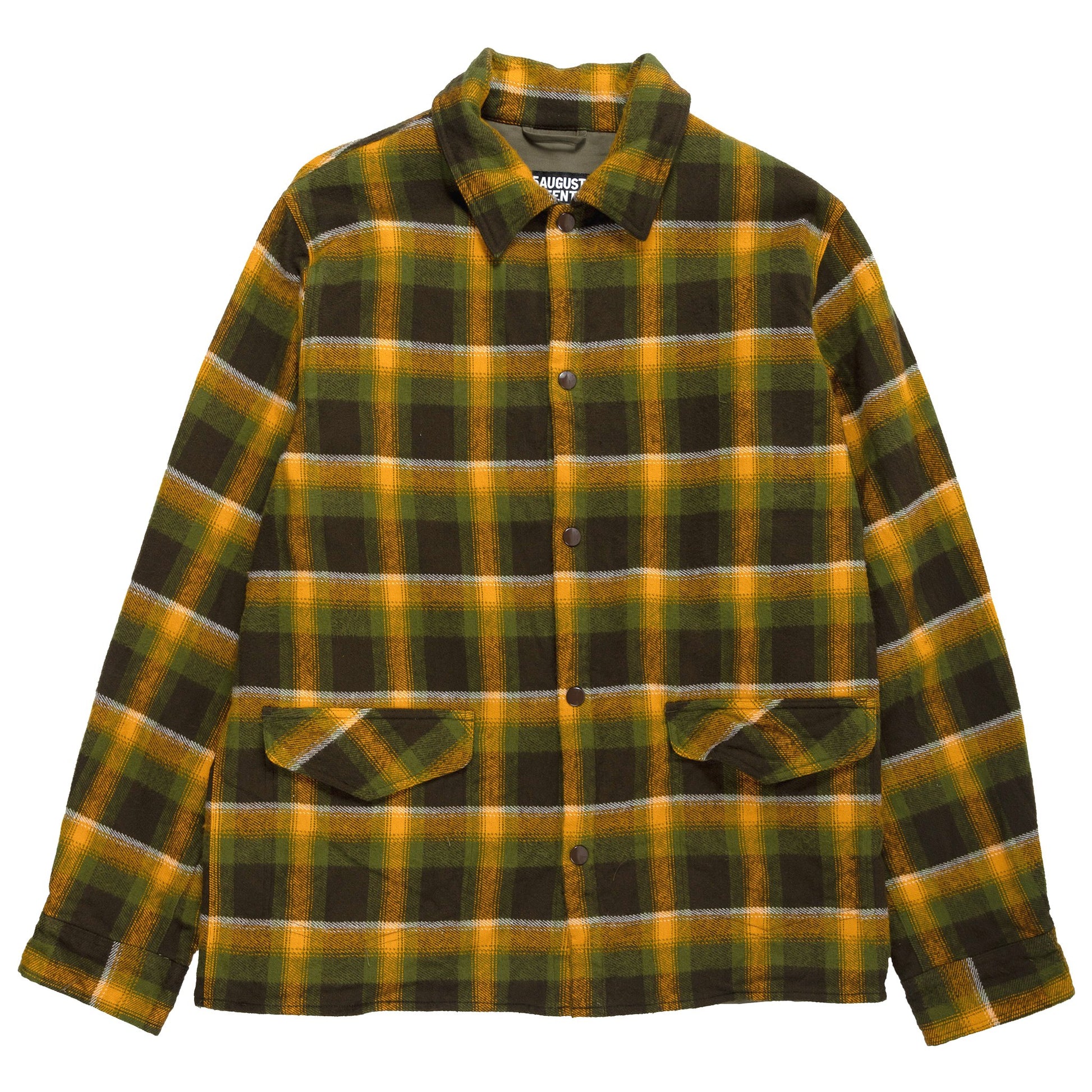 August Fifteenth Vermont Jacket Plaid Green Brown Yellow Front