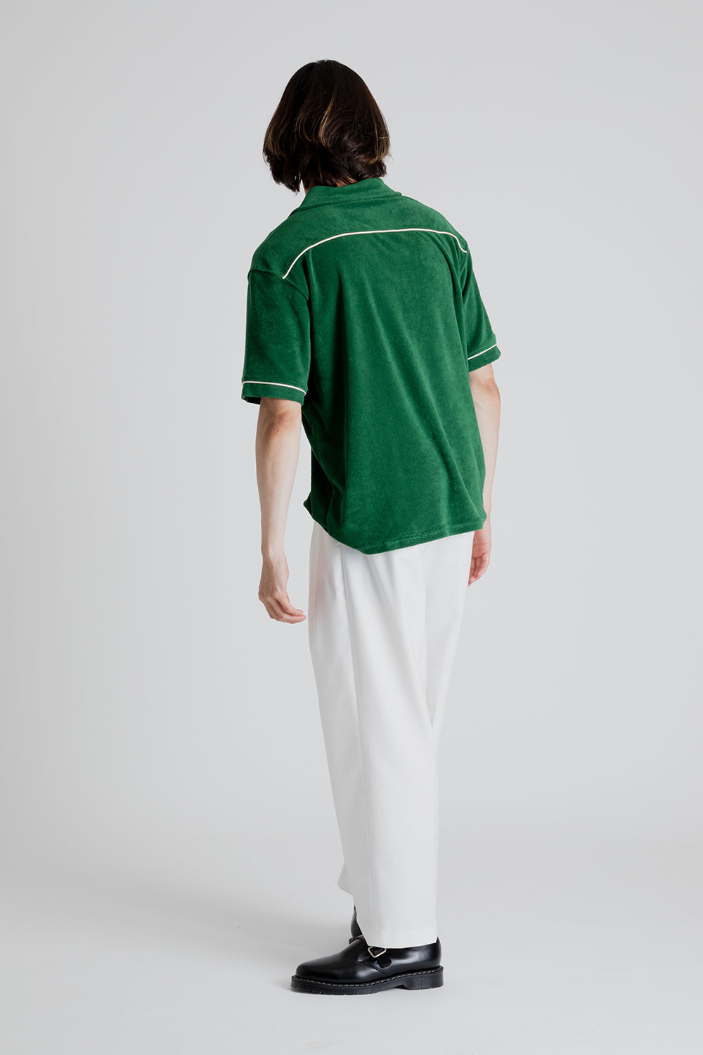 Frizmworks Terry Open Collar Shirt in Forest Green