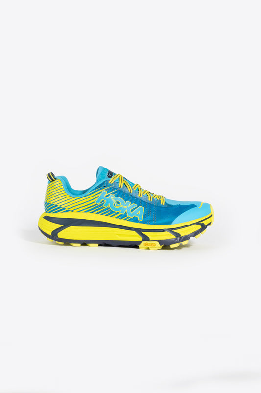 hoka one one evo mafate 2 shoe in cyan citrus 